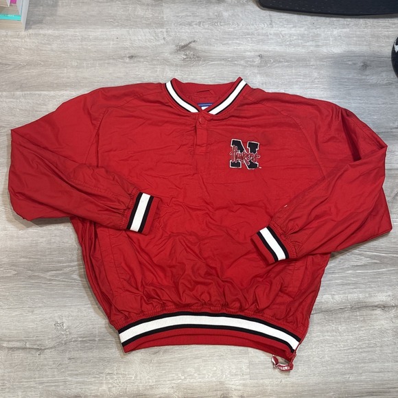 STARTER Other - Vintage Starter Nebraska Cornhuskers 1/4 Button Pullover Red Men's Size L 90s‎